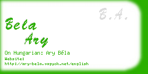 bela ary business card