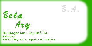 bela ary business card